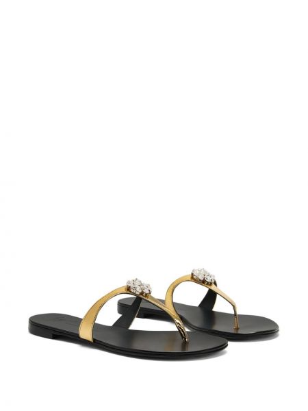 Křišťálové sandály bez podpatku Giuseppe Zanotti zlaté