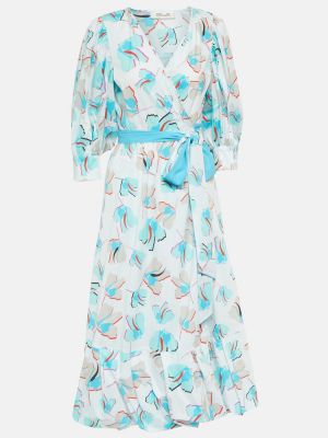 Bavlněné midi šaty z nylonu Diane Von Furstenberg - modrá
