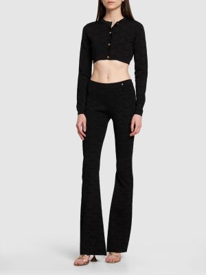 Pantaloni din viscoză din jacard Versace negru