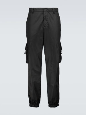 Pantaloni cargo di nylon Prada nero