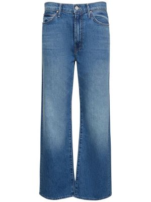 Bavlněné straight fit džíny s knoflíky na zip Mother - modrá