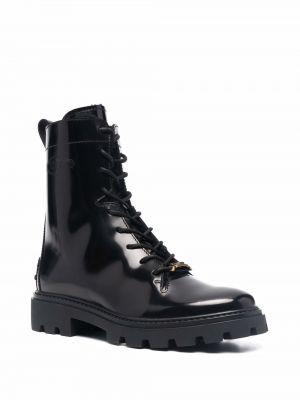 Ankle boots sznurowane skórzane koronkowe Tod's czarne