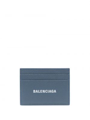 Portefeuille en cuir à imprimé Balenciaga bleu