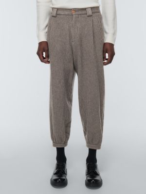Pruhované kašmírové vlnené nohavice Giorgio Armani sivá