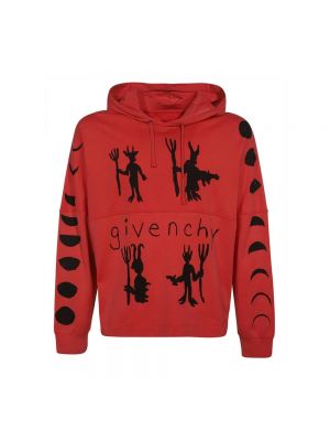 Bluza z kapturem bawełniana Givenchy czerwona