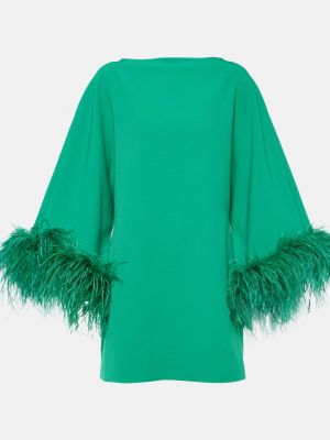 Платье мини с перьями Safiyaa зеленое
