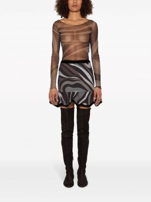 Mini spódniczka z nadrukiem z baskinką z krepy Pucci czarna