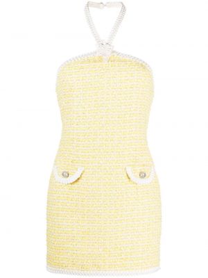 Коктейлна рокля от туид Alessandra Rich жълто