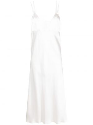 Midi obleka s cvetličnim vzorcem s čipko Maison Essentiele bela