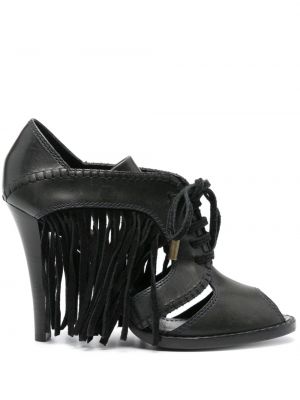 Pantofi cu toc cu șireturi din dantelă Louis Vuitton negru