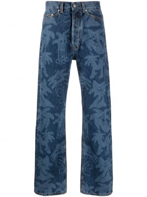 Proste jeansy z nadrukiem Palm Angels niebieskie