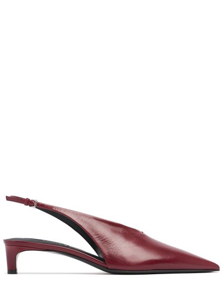 Stivali da neve di pelle con tacco slingback Jil Sander bordeaux