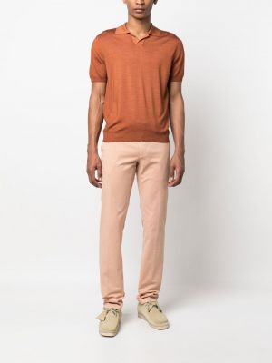 Pantalon chino en coton plissé Canali orange