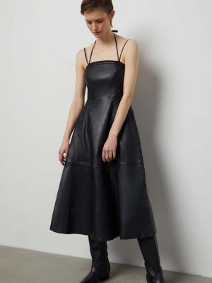 Шкіряна сукня міді Answear Lab чорна