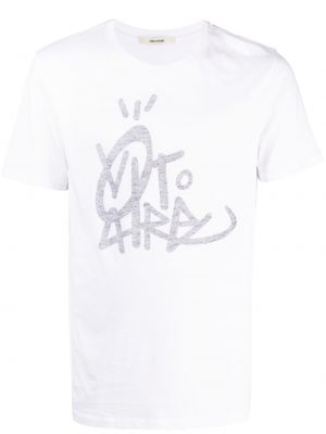 Koszulka bawełniana z nadrukiem Zadig&voltaire biała
