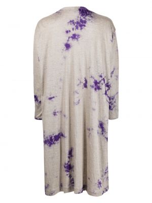 Lniana sukienka z nadrukiem w abstrakcyjne wzory Suzusan szara
