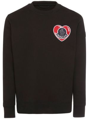 Medvilninis džemperis su širdelėmis Moncler juoda