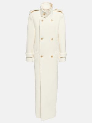 Oversized μάλλινο παλτό Saint Laurent λευκό