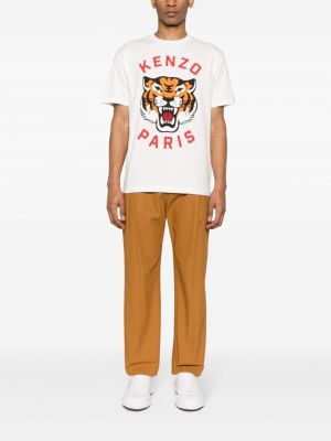 Koszulka bawełniana w tygrysie prążki Kenzo biała