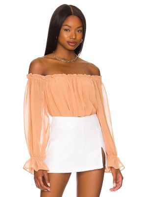 1. STATE Off The Shoulder Peplum Blouse in Peach. Size M, S, XL, XS. 1. State