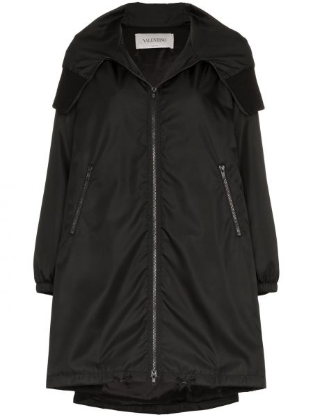 Abrigo con capucha Valentino negro