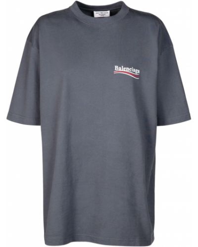 Camiseta de algodón con estampado Balenciaga gris