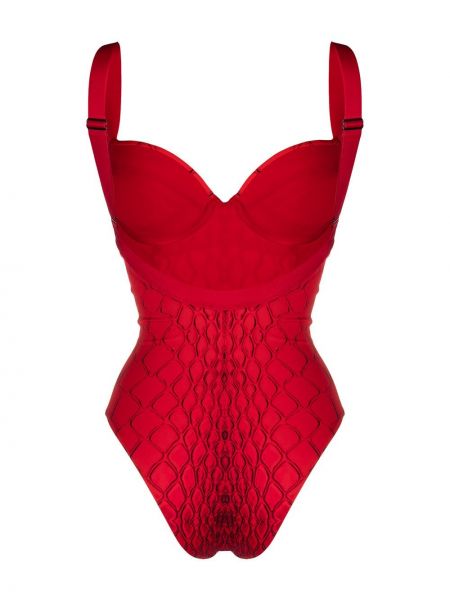 Stroj kąpielowy jednoczęściowy z nadrukiem Noire Swimwear czerwony