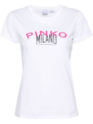 Kokvilnas t-krekls ar apdruku Pinko balts