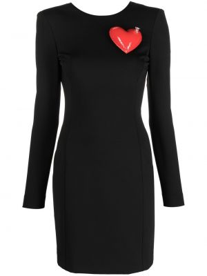 Dolga obleka z vzorcem srca Moschino črna