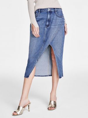 Женская хлопковая джинсовая юбка с асимметричным разрезом DKNY Jeans