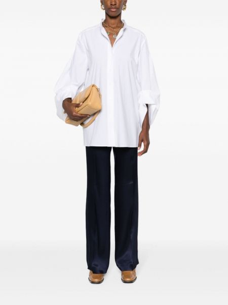 Kokvilnas krekls ar drapējumu Alberta Ferretti balts
