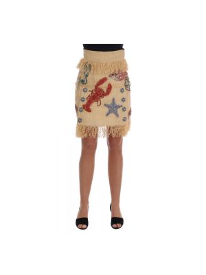 Mini spódniczka Dolce And Gabbana beżowa