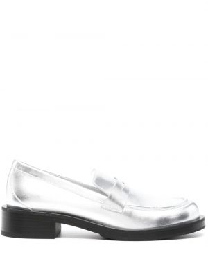 Pantofi loafer din piele Stuart Weitzman argintiu