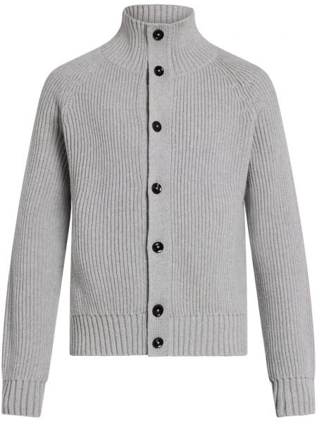 Cardigan lung de lână tricotate Tom Ford gri