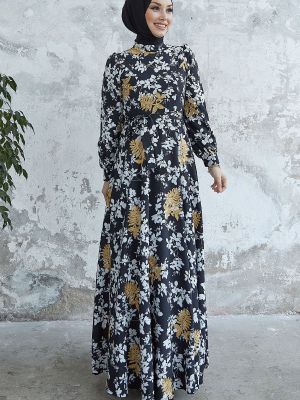 Haftowana sukienka szyfonowa w kwiatki Instyle czarna