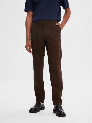 Chino hlače slim fit Selected Homme smeđa