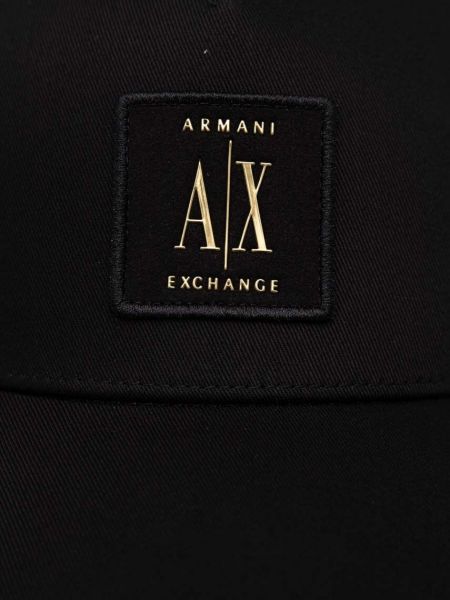 Черная хлопковая кепка с аппликацией Armani Exchange