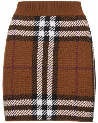 Žakárové kostkované vlněné mini sukně Burberry