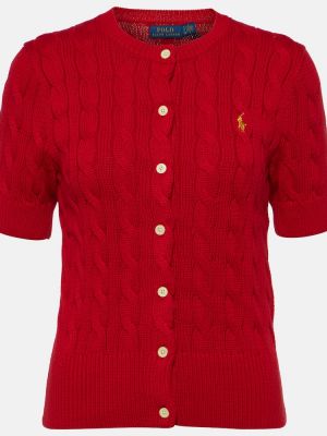 Bavlněný kardigan Polo Ralph Lauren červený