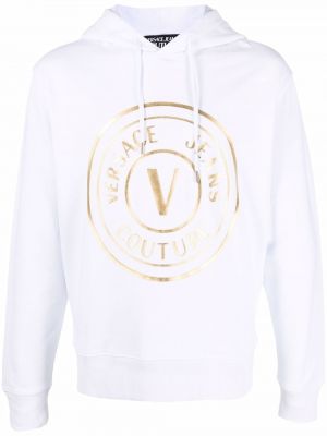 Kokvilnas kapučdžemperis Versace Jeans Couture balts