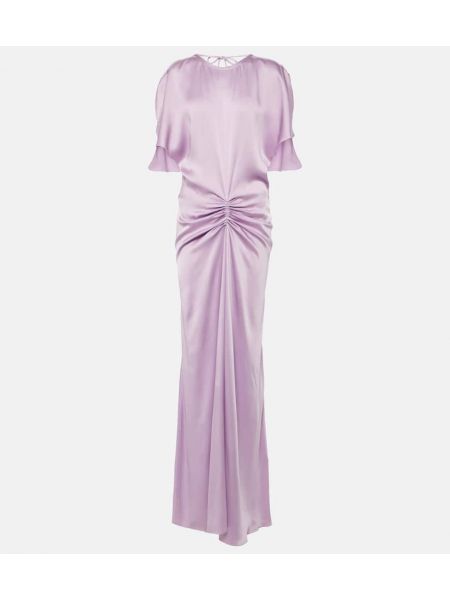 Vestido de tiras de raso con volantes de fiesta Victoria Beckham rosa