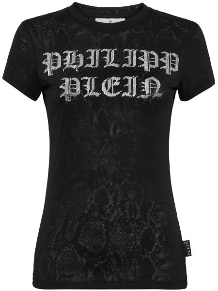 T-shirt en coton en cristal Philipp Plein noir