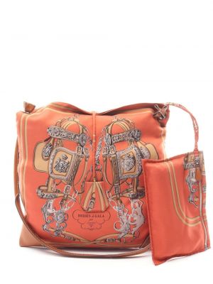 Чанта за ръка с принт Hermès оранжево