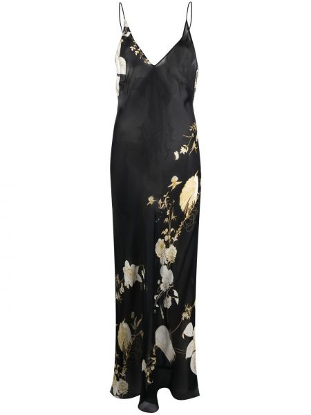 Dolga obleka s cvetličnim vzorcem s potiskom Carine Gilson črna
