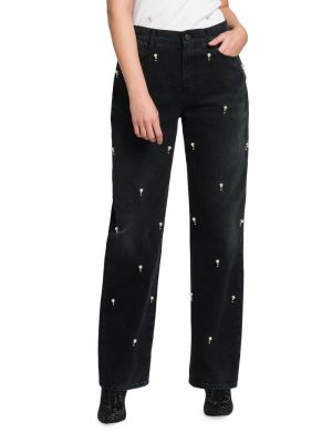 Прямые джинсы с вышивкой Stella Mccartney черные