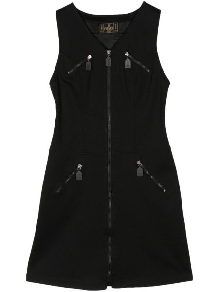 Δερμάτινη αμάνικο φόρεμα Fendi Pre-owned μαύρο