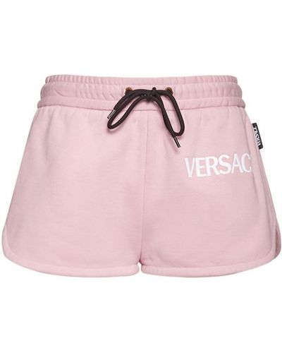 Pantaloni scurți din bumbac din jerseu Versace roz