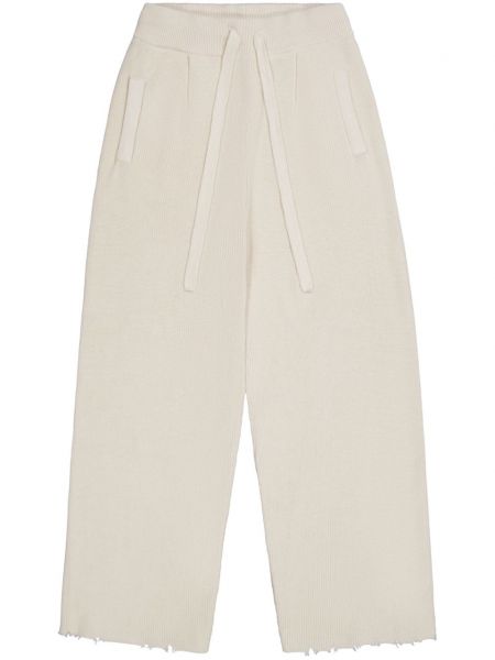 Плетени памучни широки панталони Laneus бяло