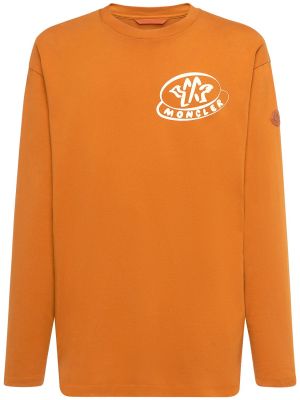 Pamut póló Moncler narancsszínű