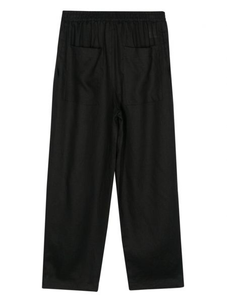 Lněné rovné kalhoty Lardini černé